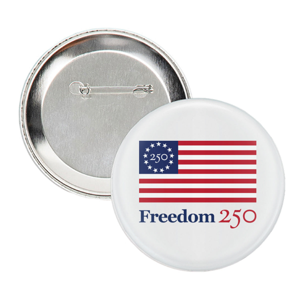 Official Freedom 250 White 3" Buttons, Set of 2