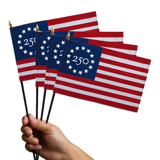Freedom 250 4"x6" Handheld Flags, Set of 4