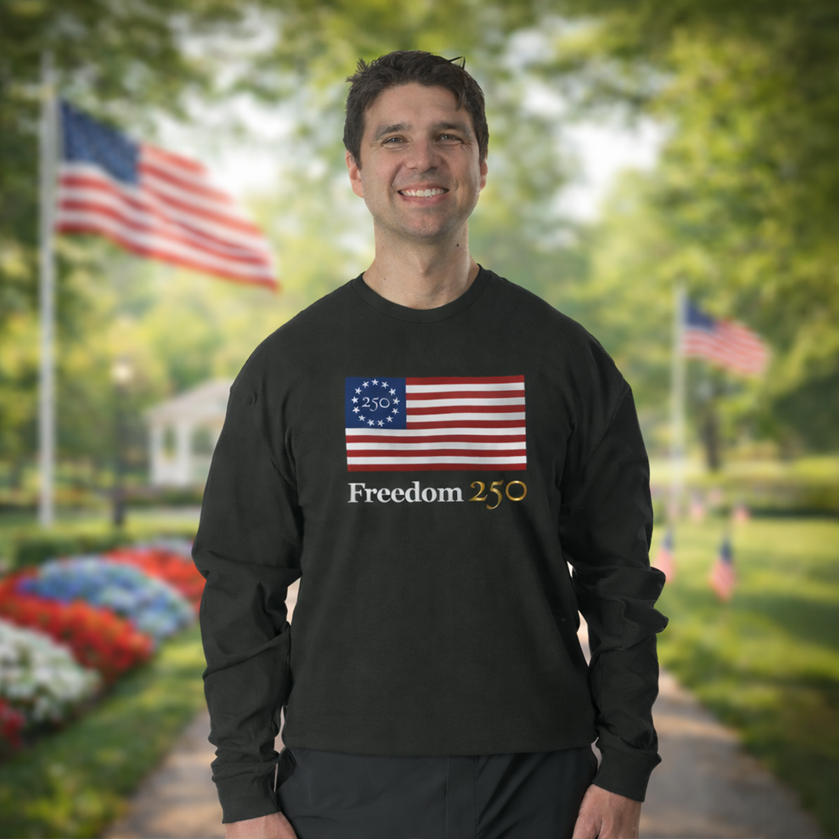 Freedom 250 Unisex Black Long Sleeve Tee