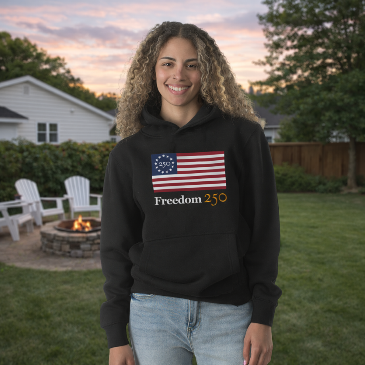 Freedom 250 Unisex Black Hooded Pullover
