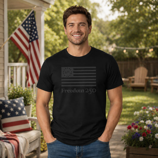 Freedom 250 Unisex Monochromatic Black Tee