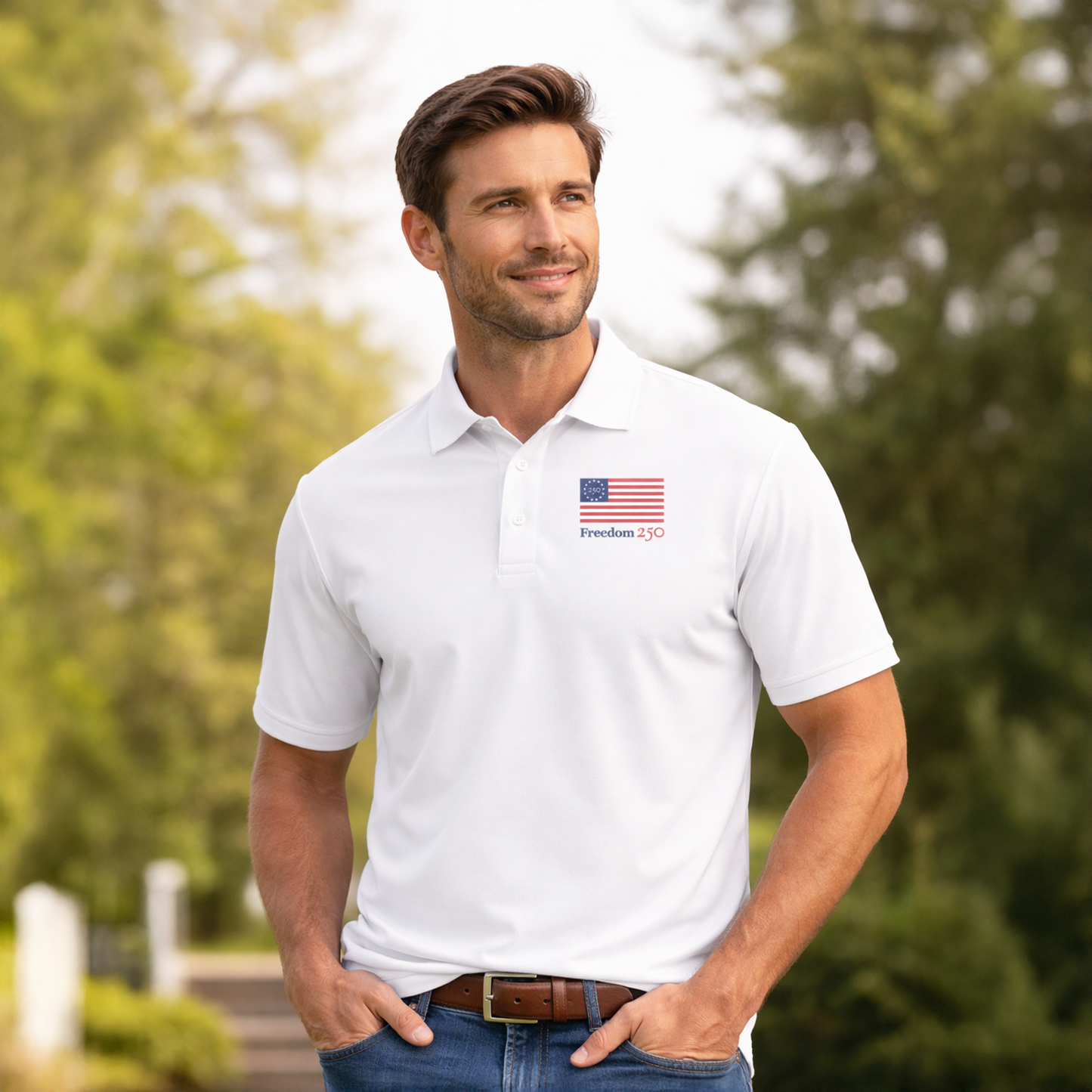 Freedom 250 Men's White Polo