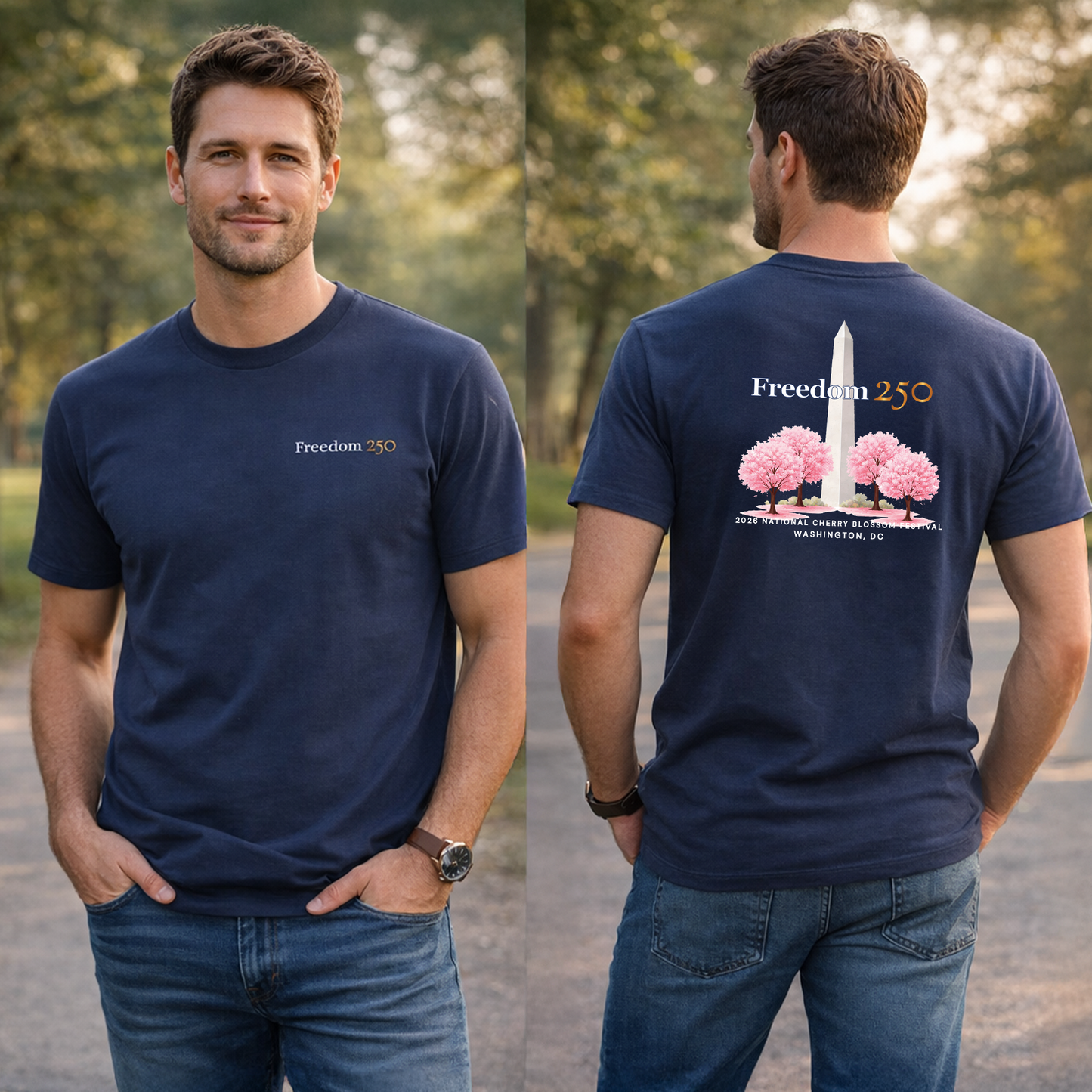 Freedom 250 Cherry Blossom Navy Tee