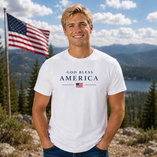 God Bless America Unisex White Tee