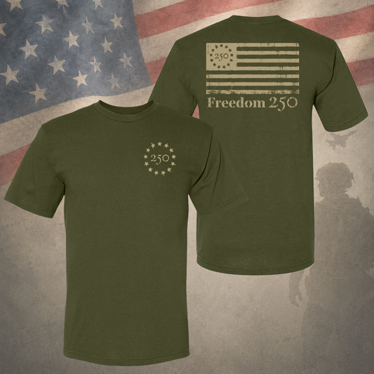 Freedom 250 Distressed Olive Tee