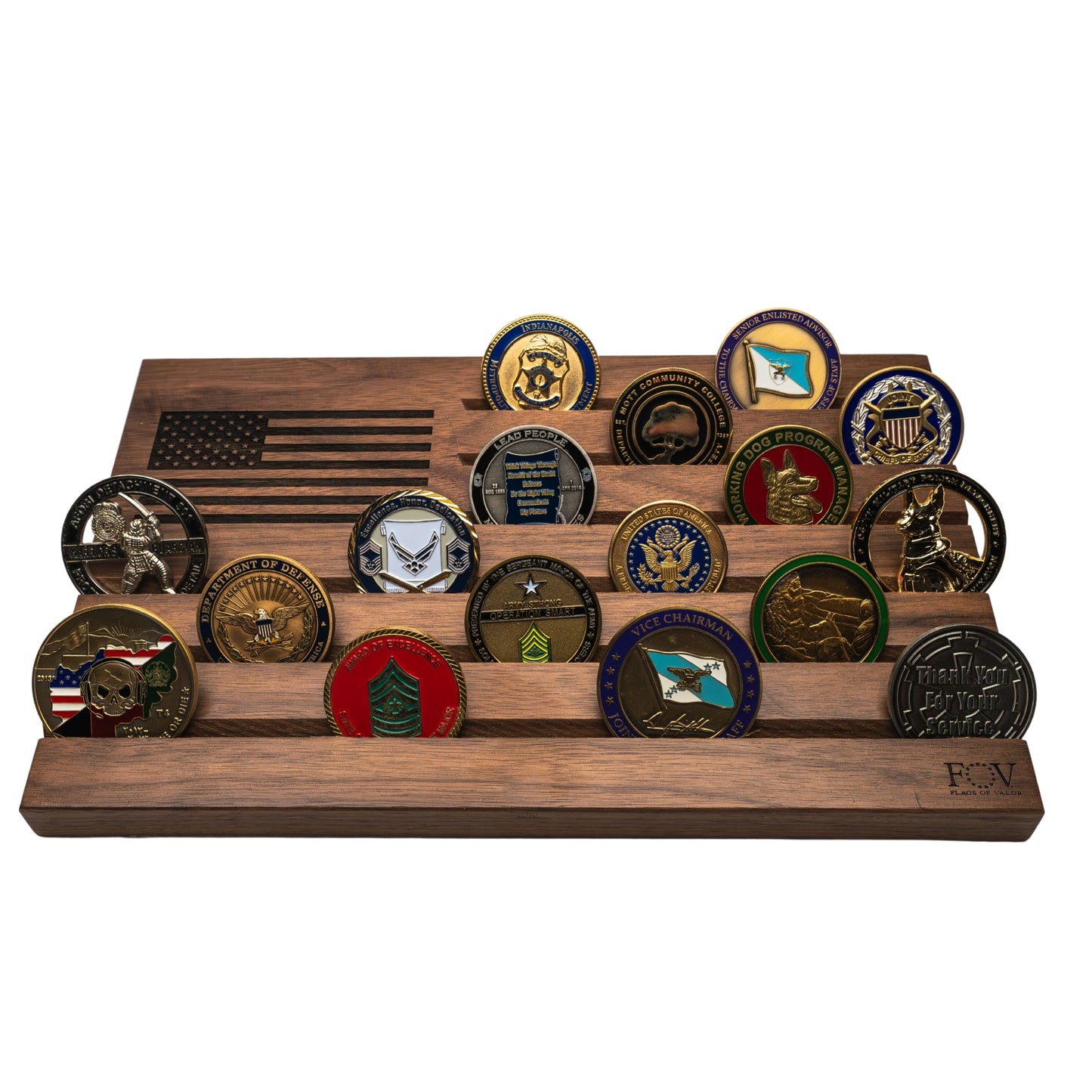 American Flag Wooden Desktop Challenge Coin Holder