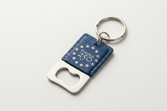 Freedom 250 Leatherette Bottle Opener Keychain