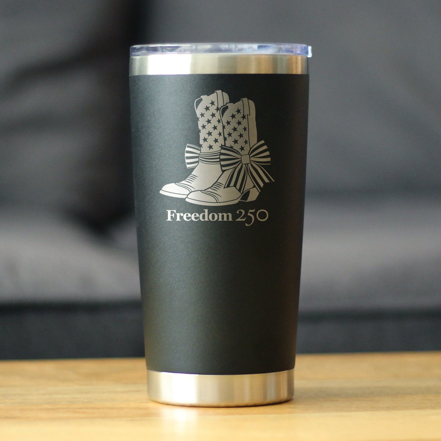 Freedom 250 Cowgirl Boots Insulated Coffee Tumbler with Sliding Lid Official Merch for 250th Anniversary of the USA 20oz Stainless Steel Tumbler