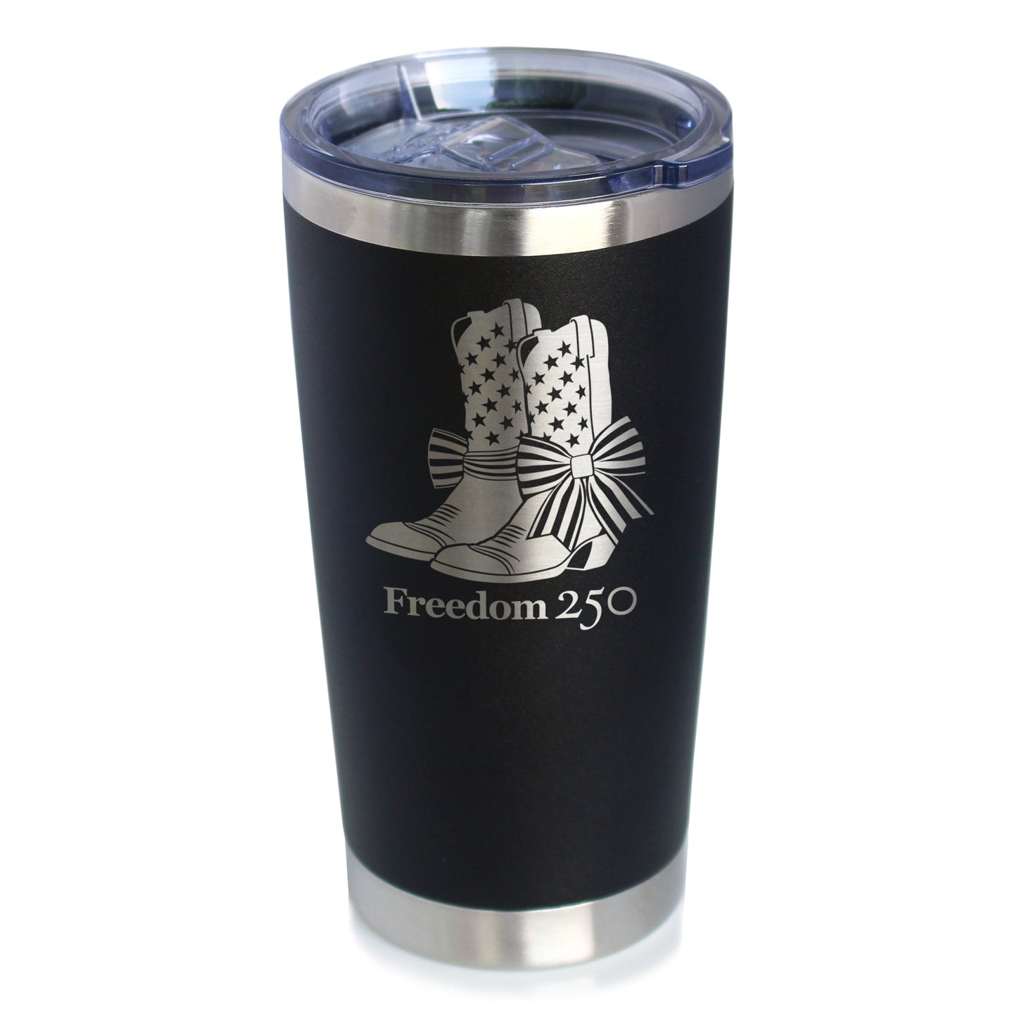 Freedom 250 Cowgirl Boots Insulated Coffee Tumbler with Sliding Lid Official Merch for 250th Anniversary of the USA 20oz Stainless Steel Tumbler