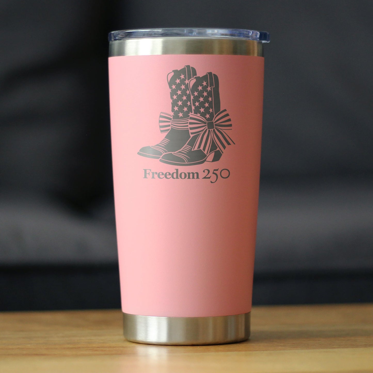 Freedom 250 Cowgirl Boots Insulated Coffee Tumbler with Sliding Lid Official Merch for 250th Anniversary of the USA 20oz Stainless Steel Tumbler