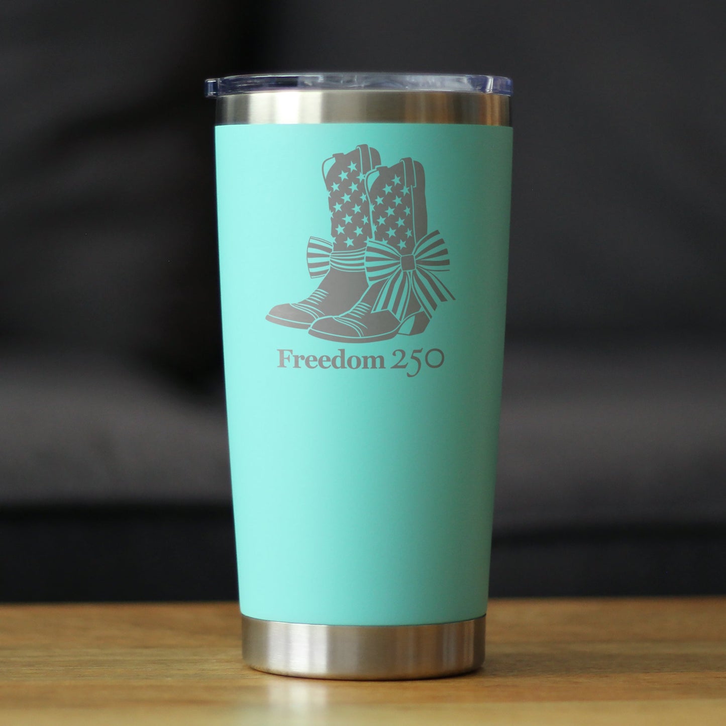 Freedom 250 Cowgirl Boots Insulated Coffee Tumbler with Sliding Lid Official Merch for 250th Anniversary of the USA 20oz Stainless Steel Tumbler