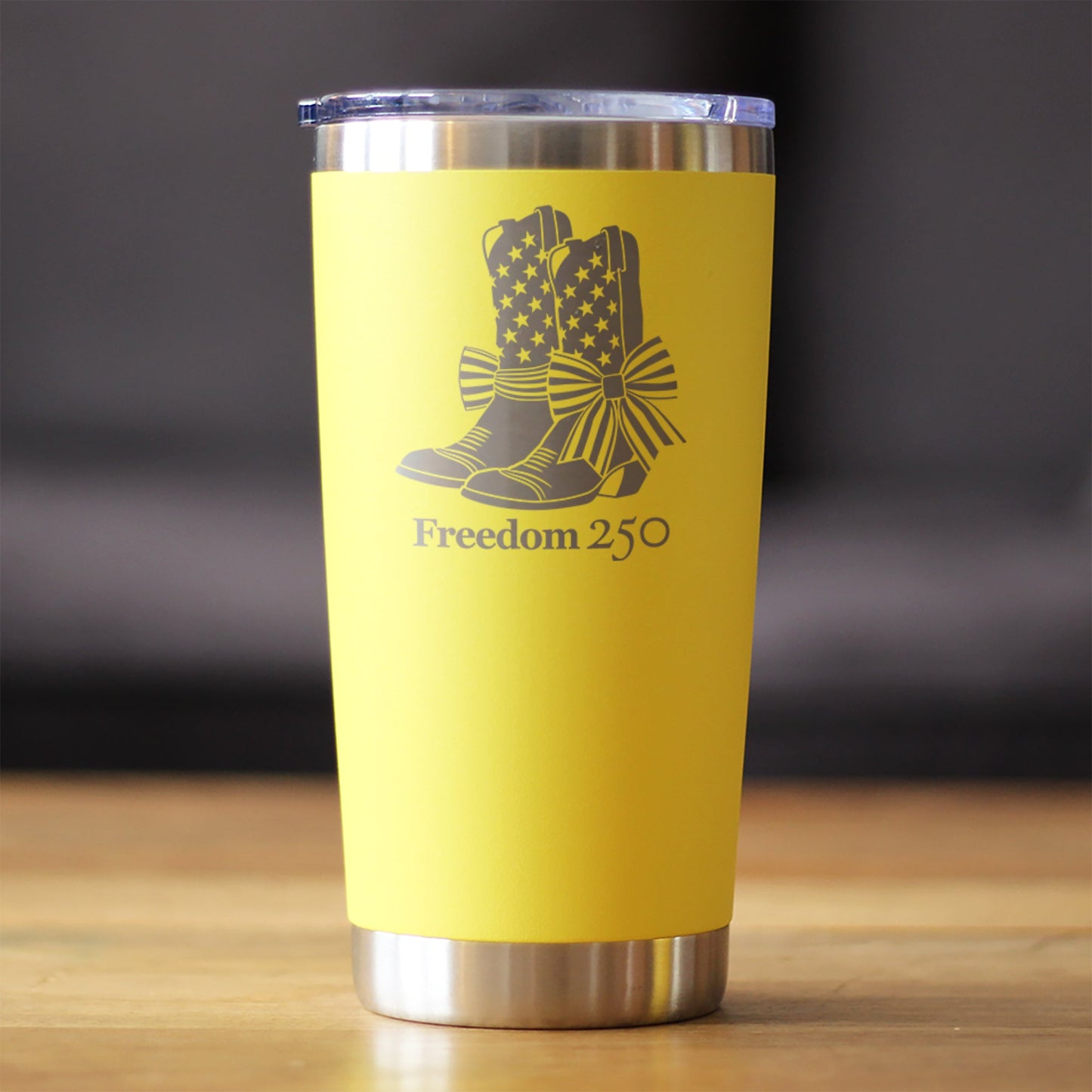Freedom 250 Cowgirl Boots Insulated Coffee Tumbler with Sliding Lid Official Merch for 250th Anniversary of the USA 20oz Stainless Steel Tumbler