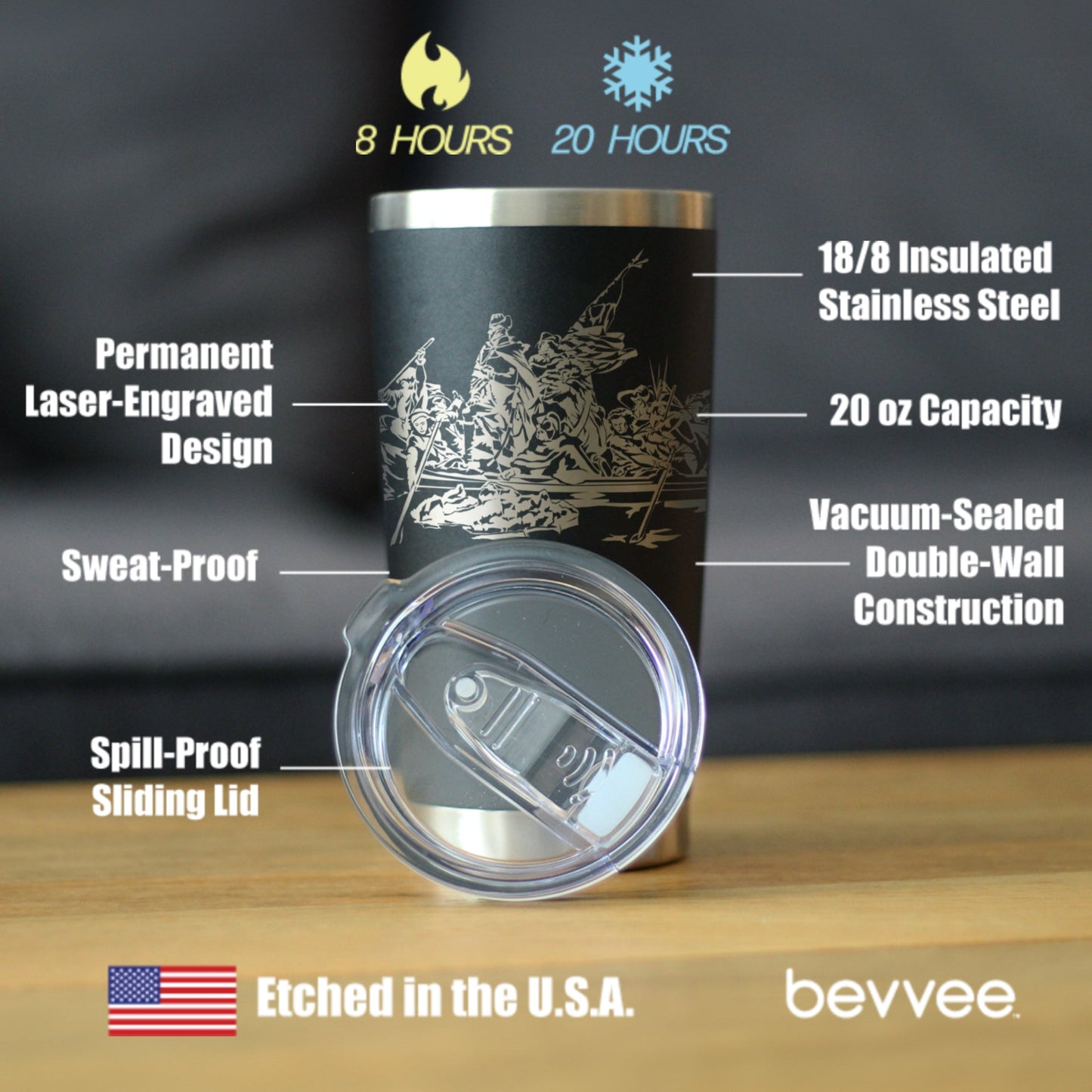 Freedom 250 Washington Crossing the Delaware Insulated Coffee Tumbler 20oz