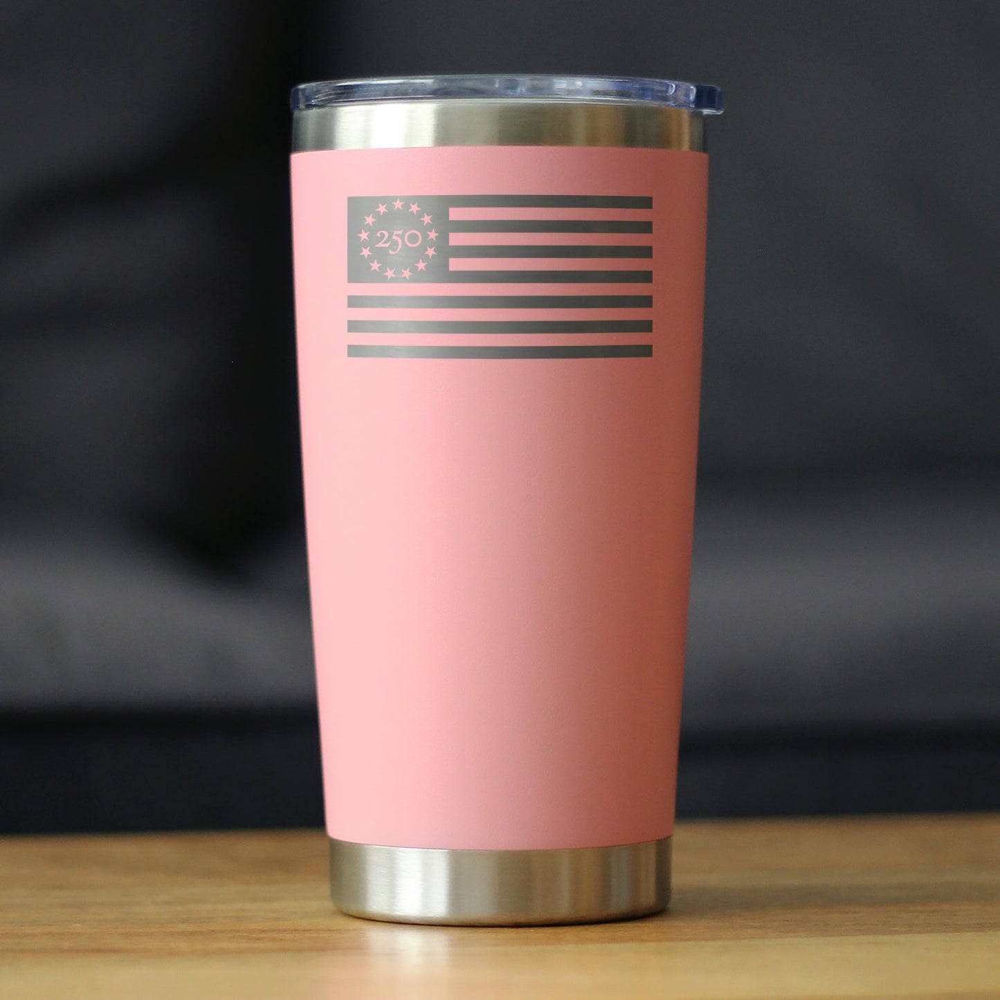 Freedom 250 Flag Logo Insulated Coffee Tumbler with Sliding Lid Official Merch for 250th Anniversary of the USA 20oz Stainless Steel Tumbler