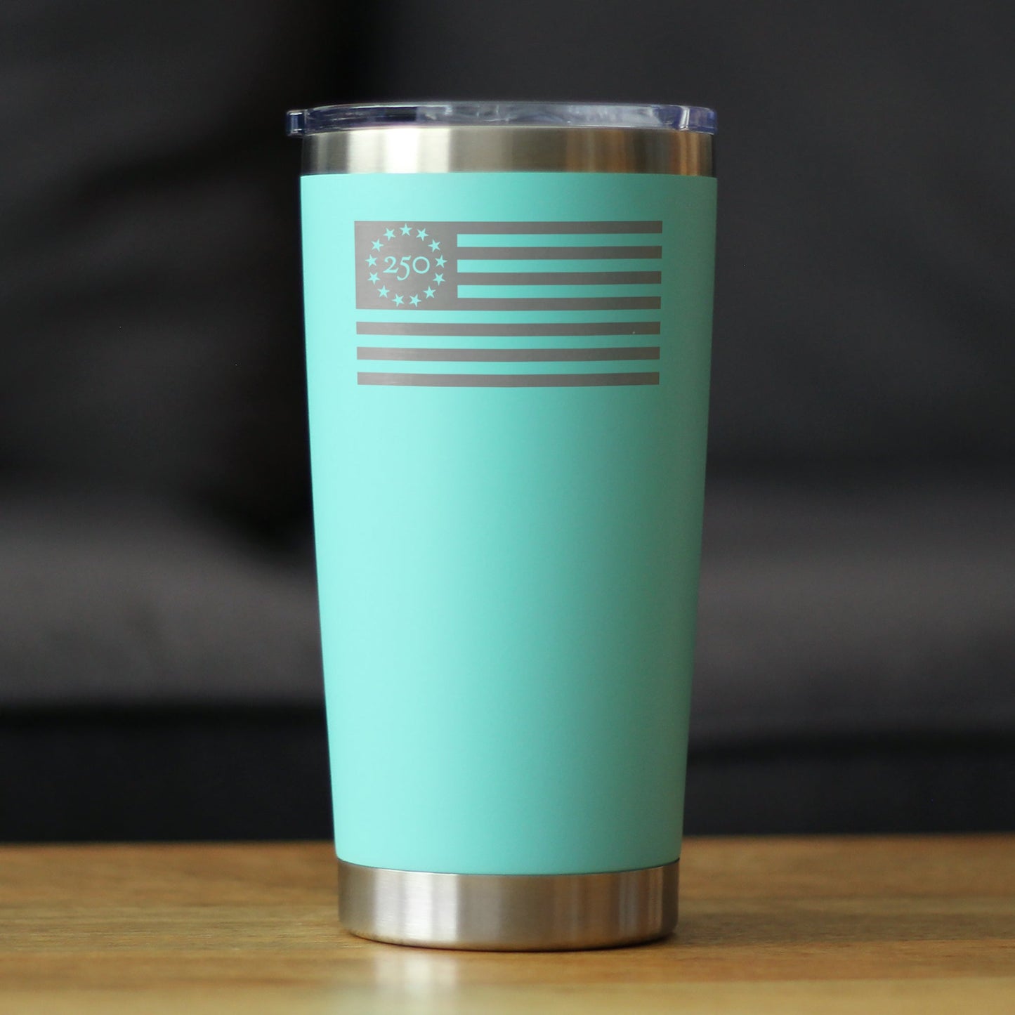 Freedom 250 Flag Logo Insulated Coffee Tumbler with Sliding Lid Official Merch for 250th Anniversary of the USA 20oz Stainless Steel Tumbler