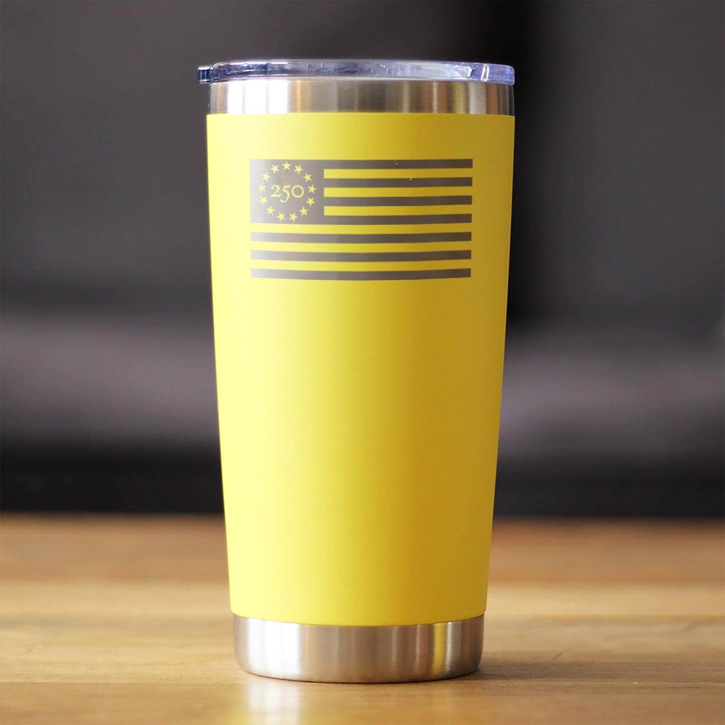 Freedom 250 Flag Logo Insulated Coffee Tumbler with Sliding Lid Official Merch for 250th Anniversary of the USA 20oz Stainless Steel Tumbler