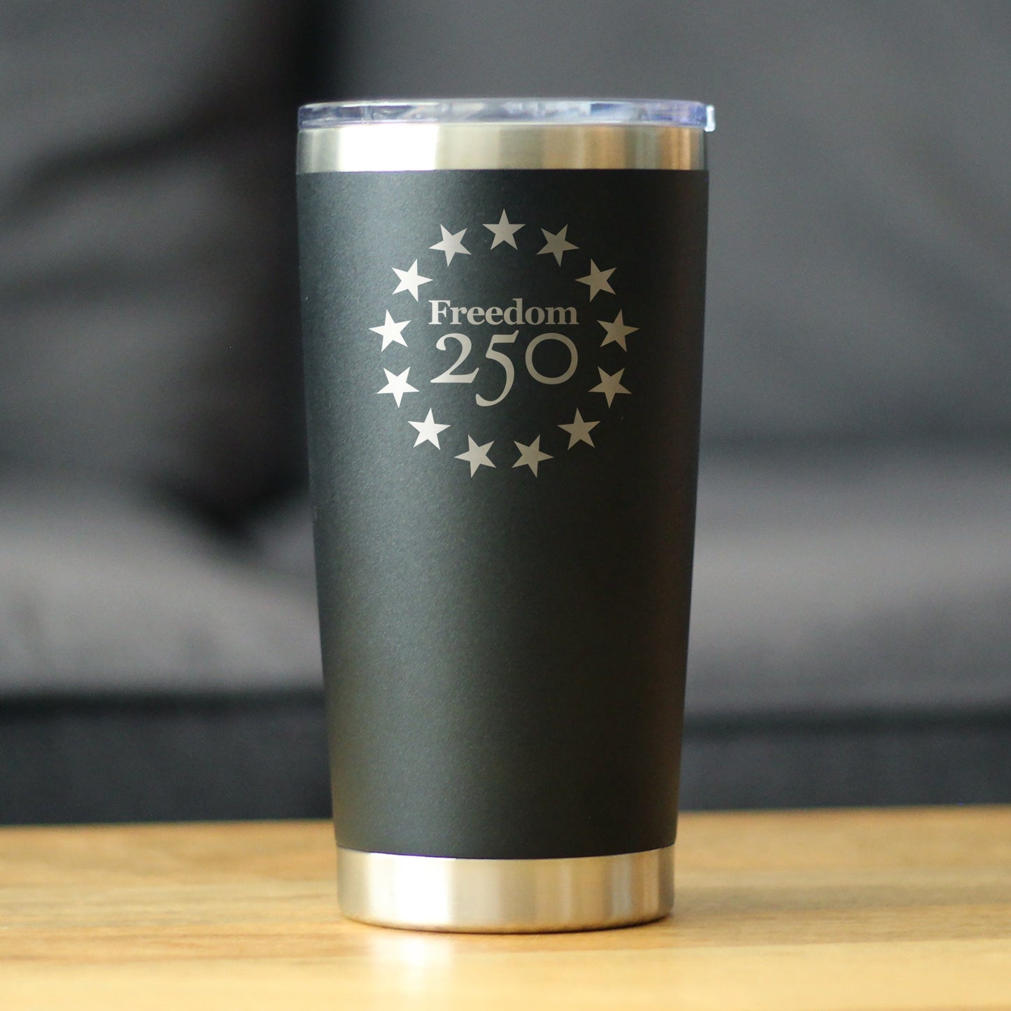 Freedom 250 Betsy Ross Logo Insulated Coffee Tumbler with Sliding Lid Official Merch for 250th Anniversary of the USA 20oz Stainless Steel Tumbler