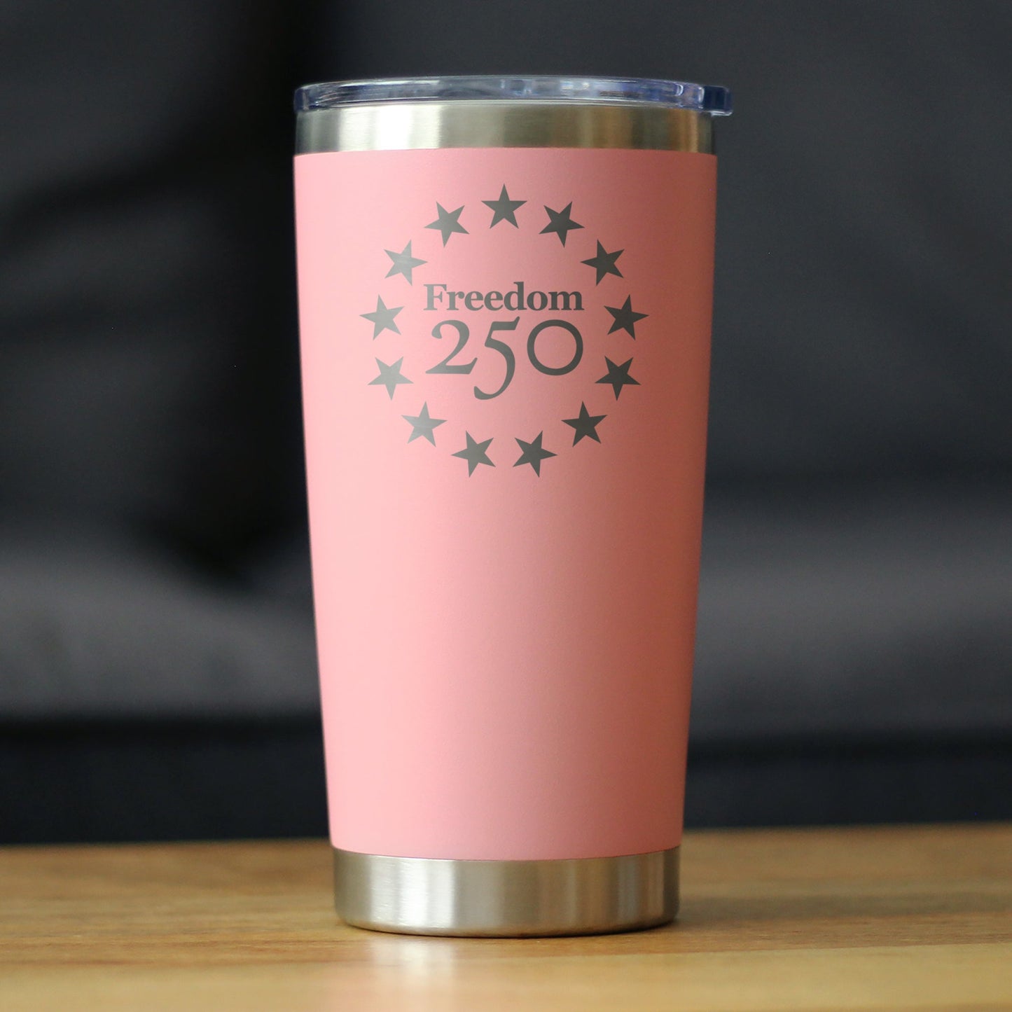 Freedom 250 Betsy Ross Logo Insulated Coffee Tumbler with Sliding Lid Official Merch for 250th Anniversary of the USA 20oz Stainless Steel Tumbler