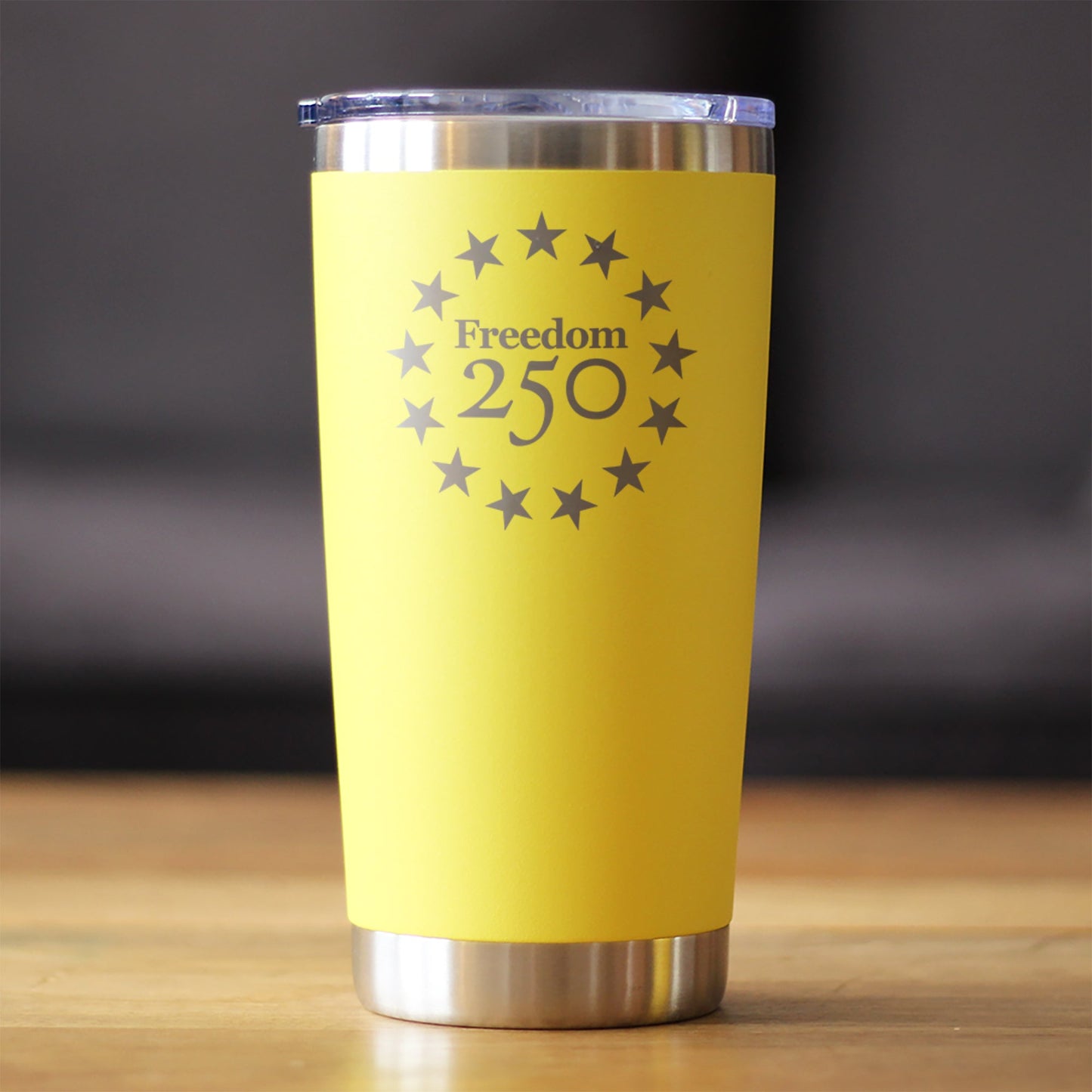 Freedom 250 Betsy Ross Logo Insulated Coffee Tumbler with Sliding Lid Official Merch for 250th Anniversary of the USA 20oz Stainless Steel Tumbler