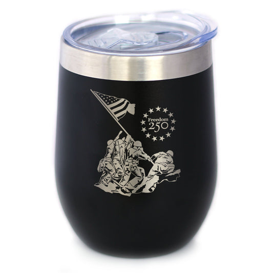 Freedom 250 Raising the Flag on Iwo Jima Insulated Wine Tumbler 12oz