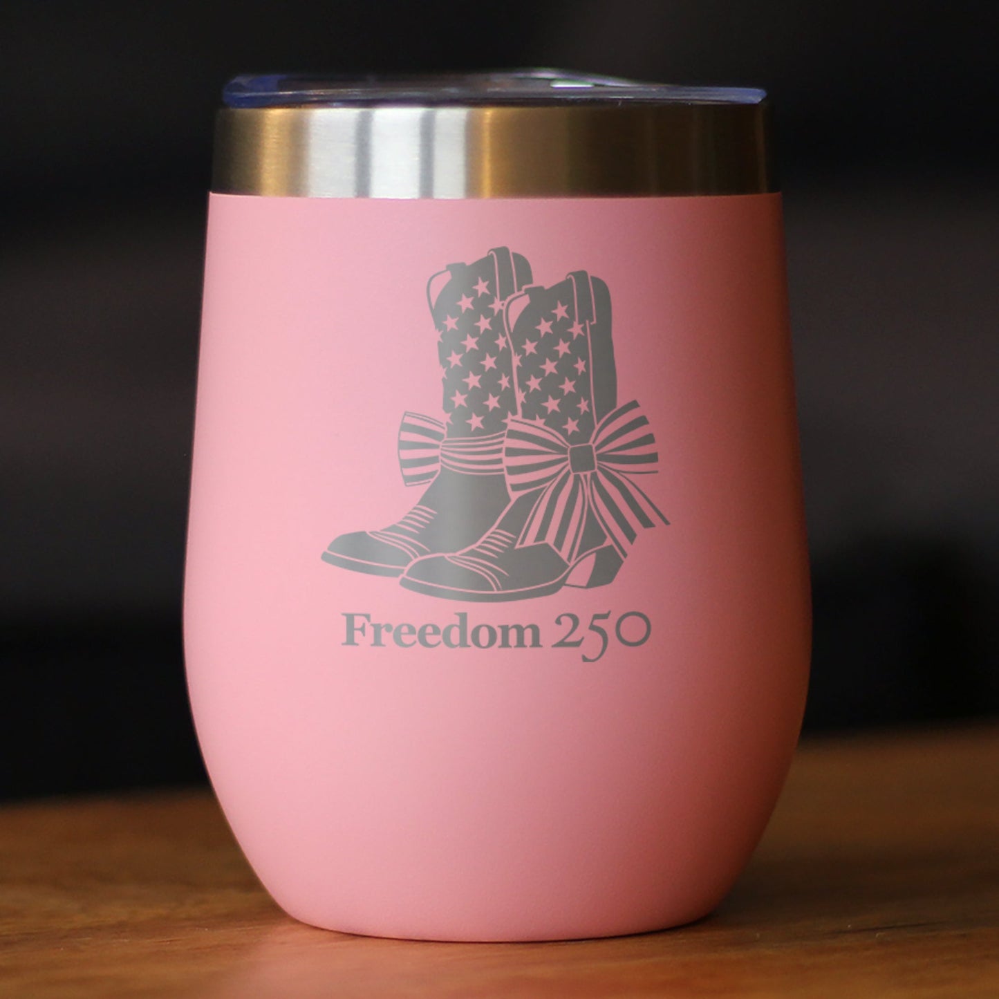 Freedom 250 Cowgirl Boots Insulated Wine Tumbler with Sliding Lid Official Merch for 250th Anniversary of the USA 12oz Stainless Steel Tumbler