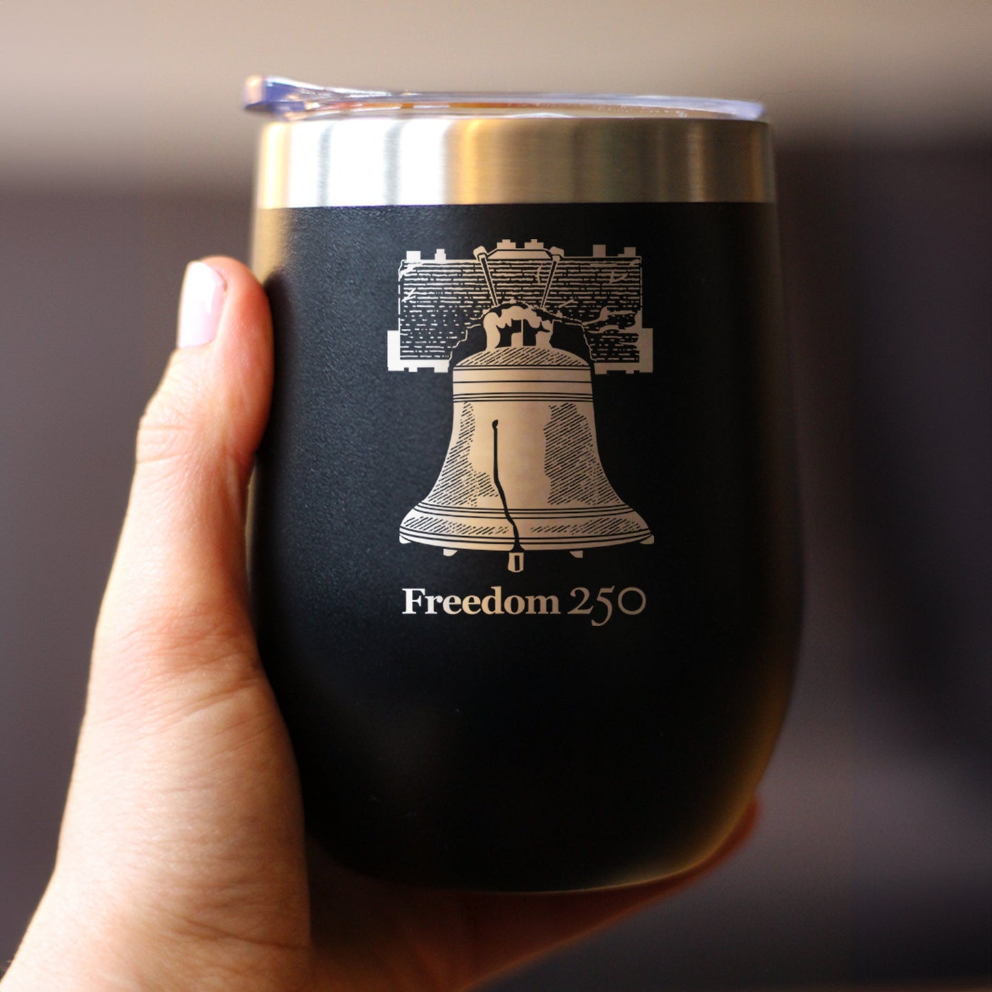 Freedom 250 Liberty Bell Insulated Wine Tumbler with Sliding Lid Official Merch for 250th Anniversary of the USA 12oz Stainless Steel Tumbler