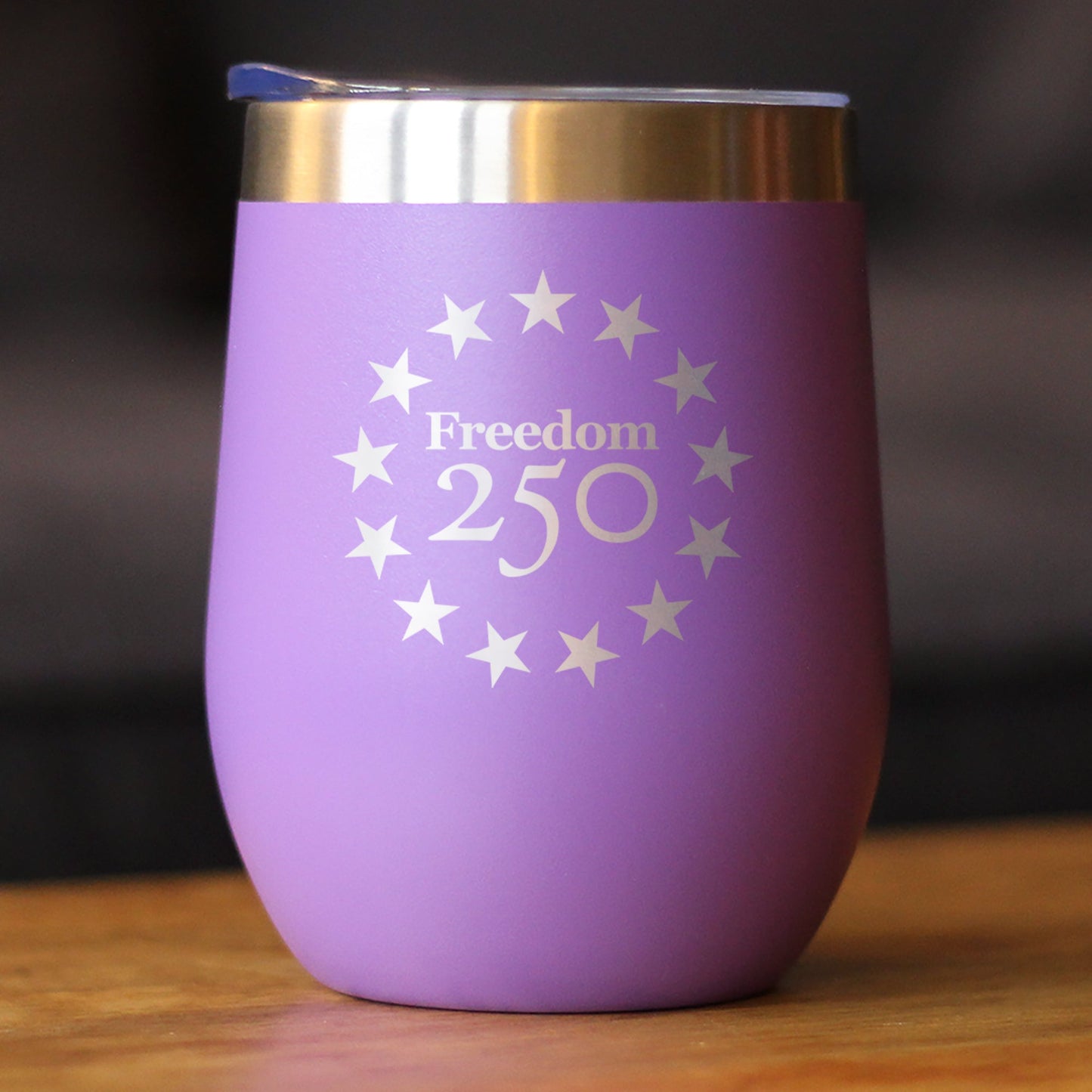 Freedom 250 Betsy Ross Logo Insulated Wine Tumbler with Sliding Lid Official Merch for 250th Anniversary of the USA 12oz Stainless Steel Tumbler