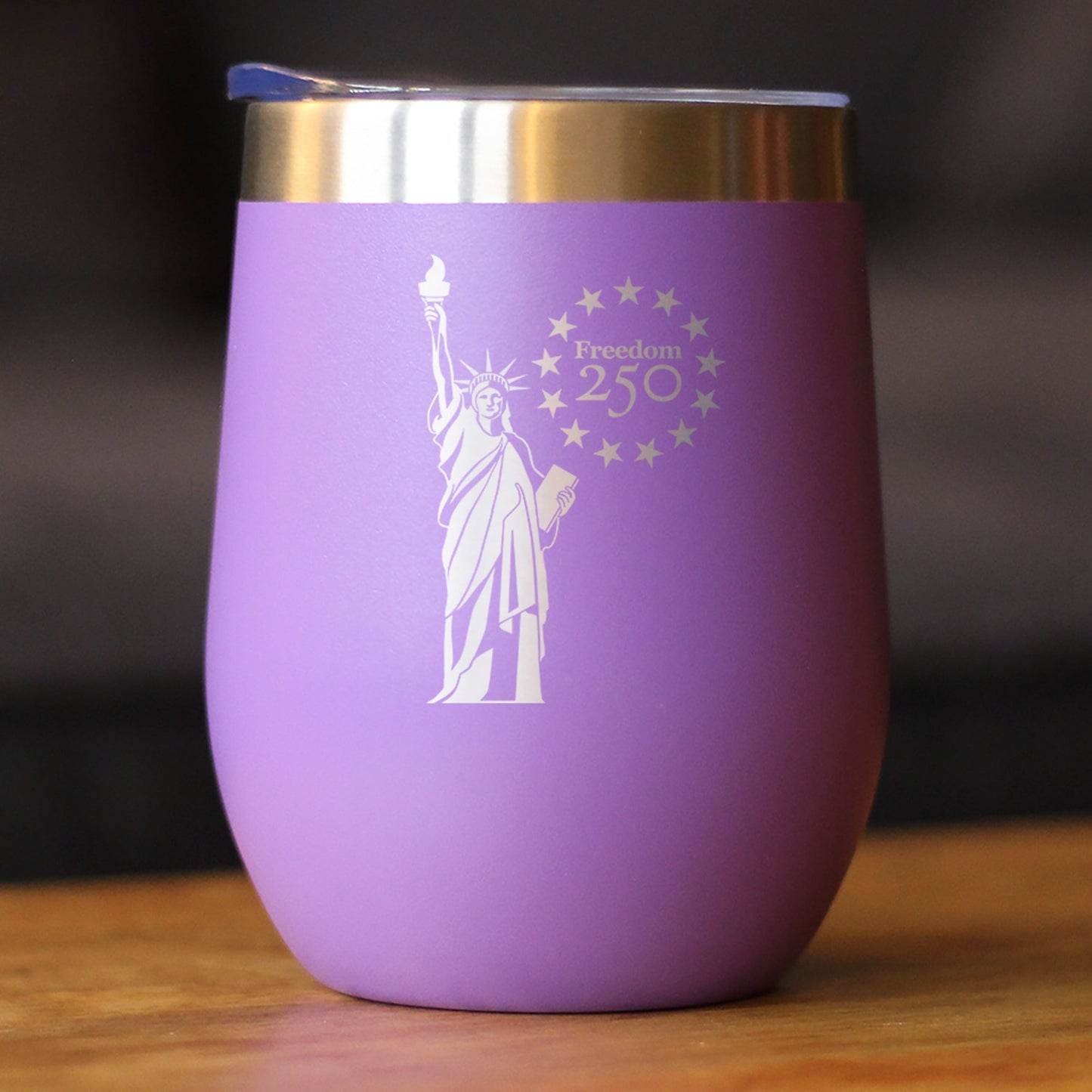 Freedom 250 Statue of Liberty Insulated Wine Tumbler with Sliding Lid Official Merch for 250th Anniversary of the USA 12oz Stainless Steel Tumbler