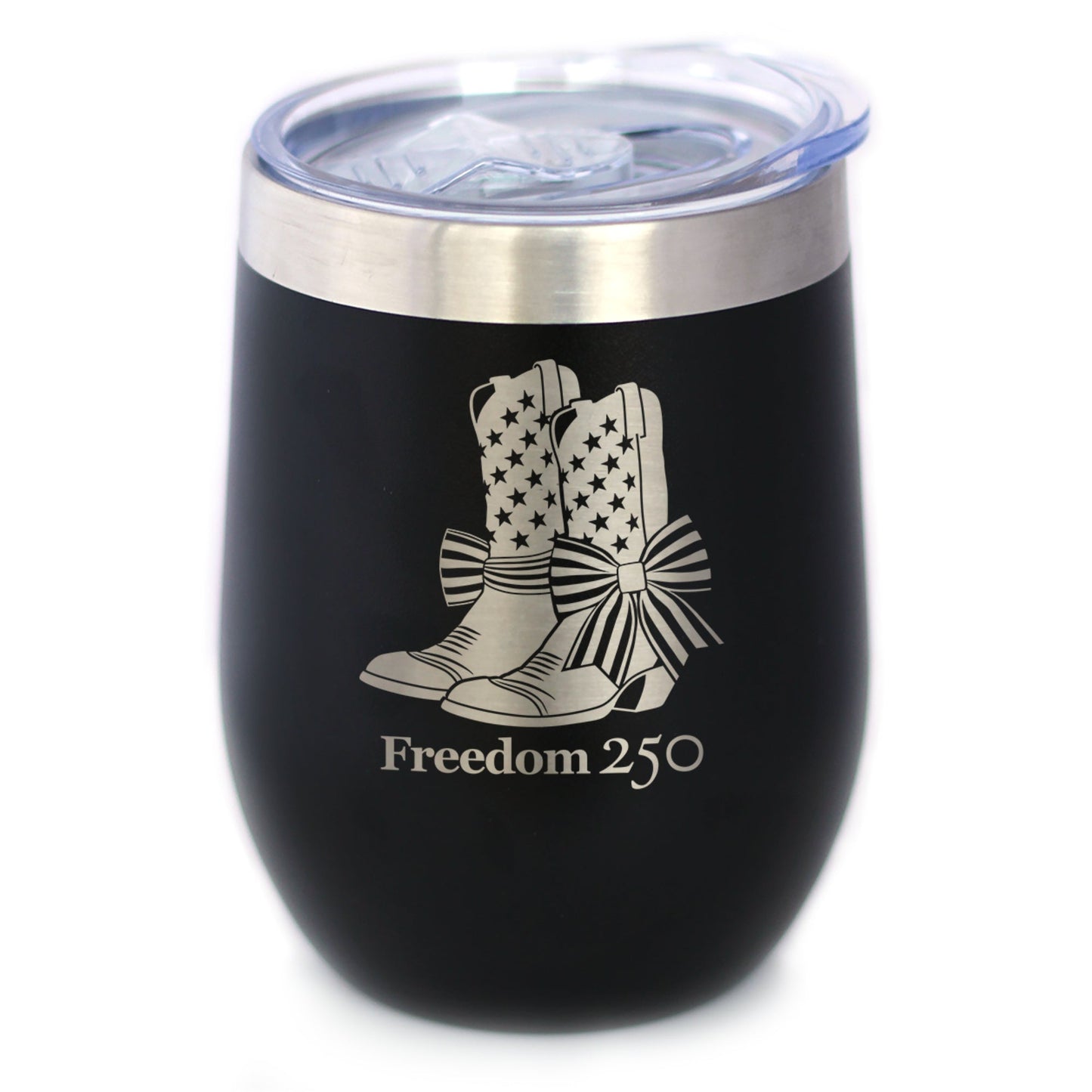 Freedom 250 Cowgirl Boots Insulated Wine Tumbler with Sliding Lid Official Merch for 250th Anniversary of the USA 12oz Stainless Steel Tumbler