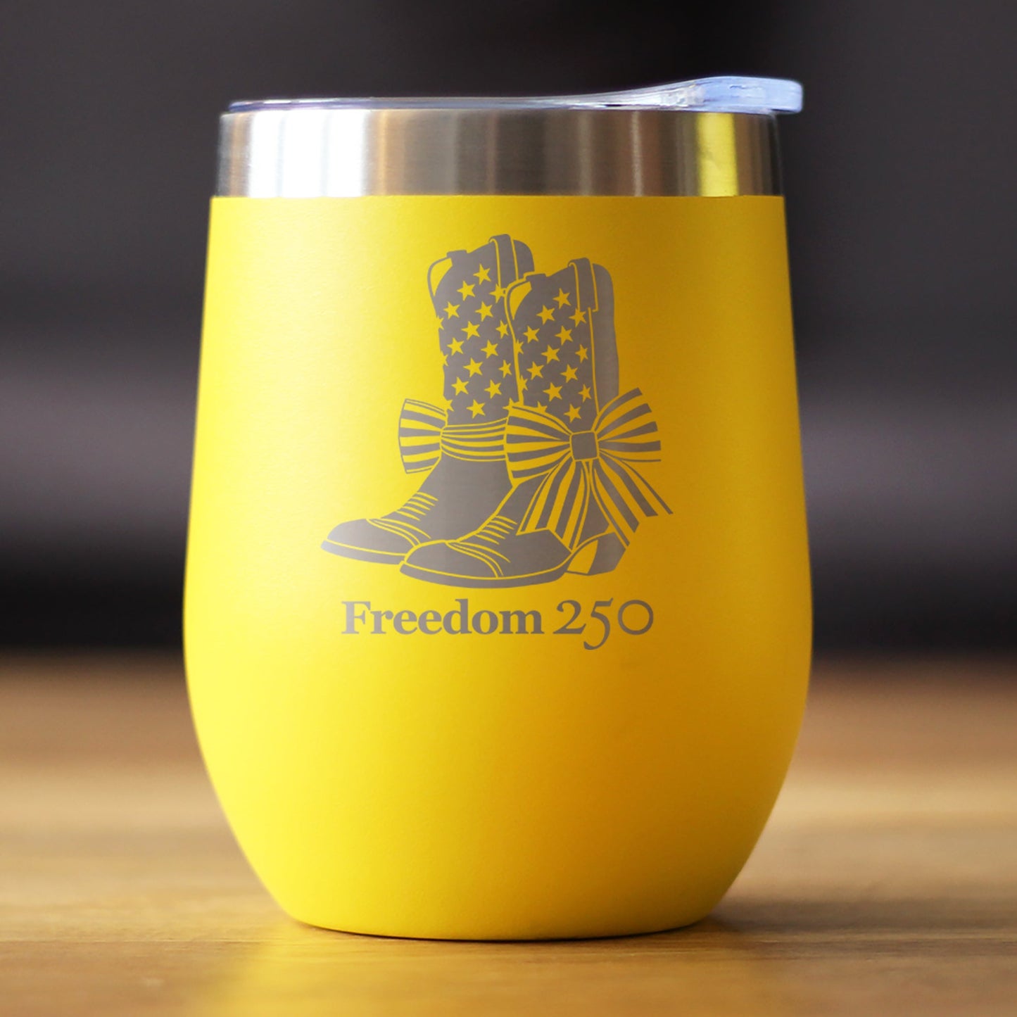 Freedom 250 Cowgirl Boots Insulated Wine Tumbler with Sliding Lid Official Merch for 250th Anniversary of the USA 12oz Stainless Steel Tumbler