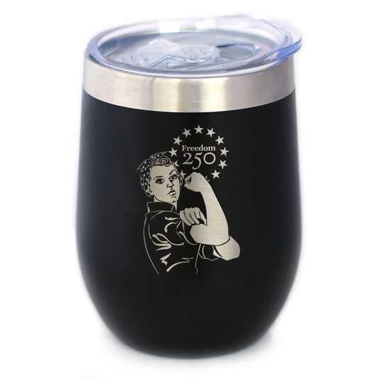 Freedom 250 Rosie the Riveter Insulated Wine Tumbler 12oz