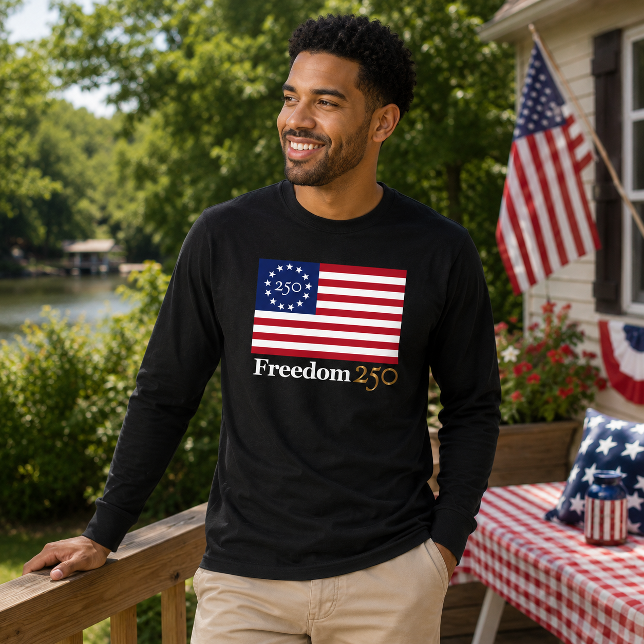Freedom 250 Unisex Black Long Sleeve Tee