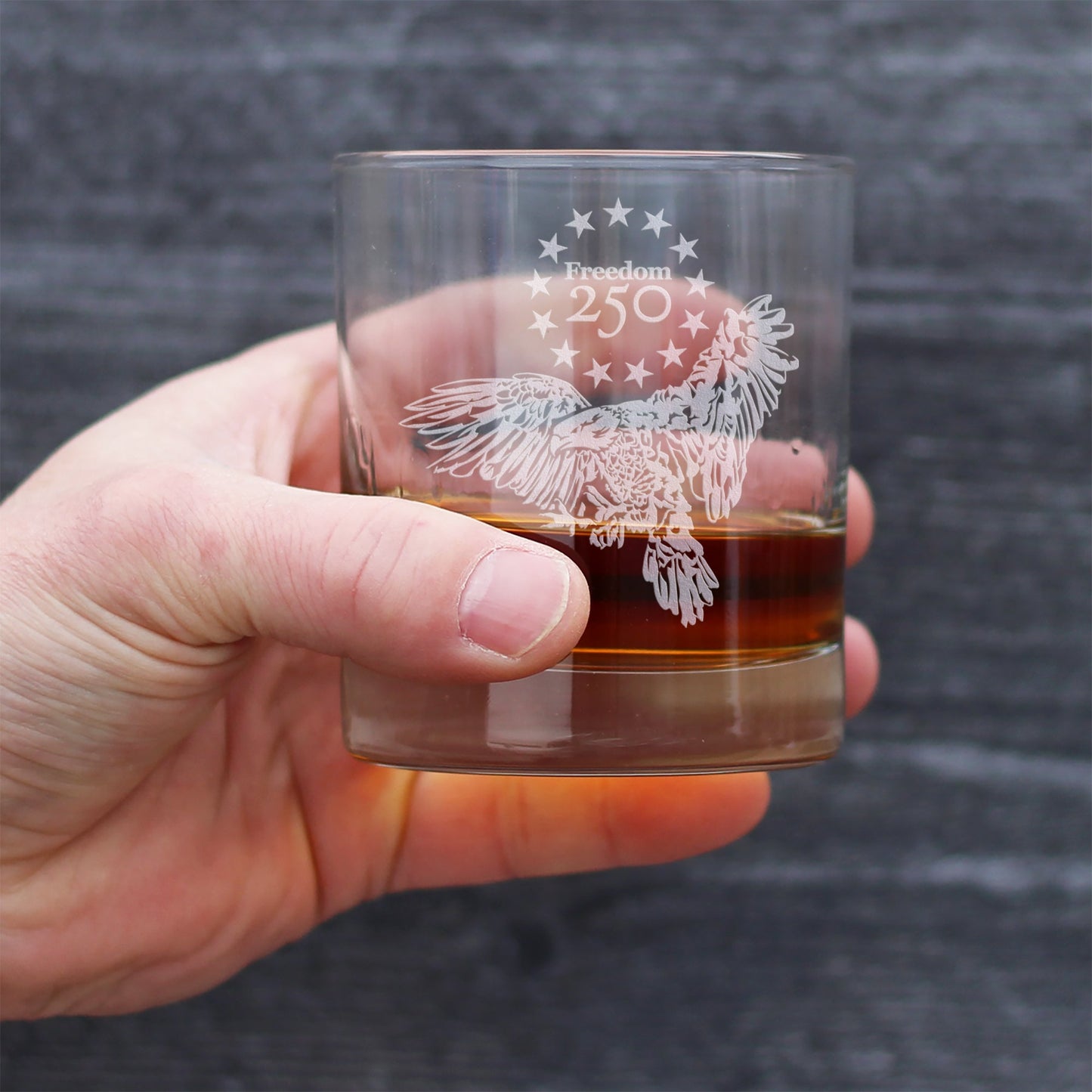 Freedom 250 Bald Eagle Engraved Rocks Glass 10.25 oz