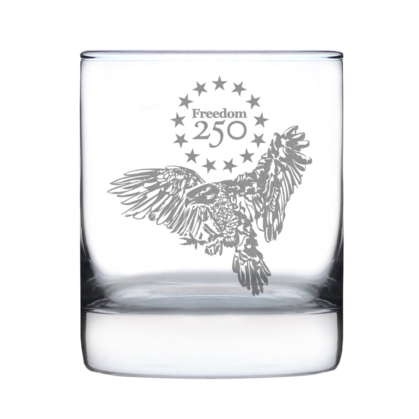 Freedom 250 Bald Eagle Engraved Rocks Glass 10.25 oz