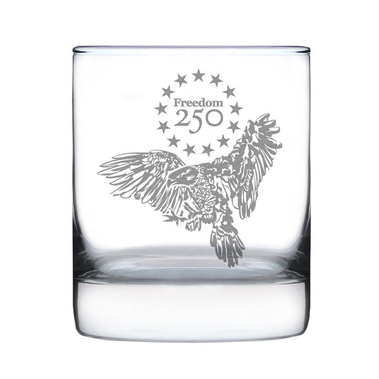 Freedom 250 Bald Eagle Engraved Rocks Glass 10.25 oz