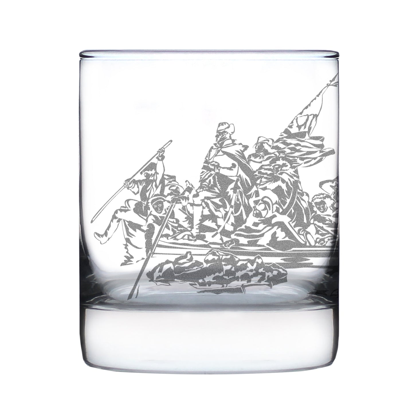 Freedom 250 Washington Crossing the Delaware Engraved Rocks Glass Official Merch for 250th Anniversary of the USA Weighted Whiskey Glasses - 10.25 oz