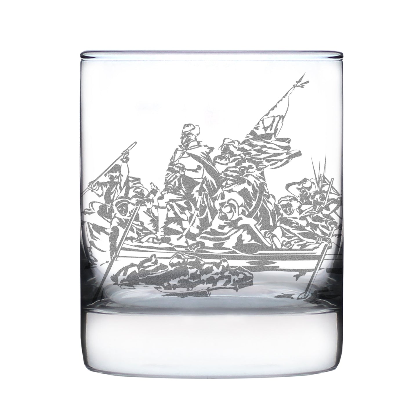 Freedom 250 Washington Crossing the Delaware Engraved Rocks Glass Official Merch for 250th Anniversary of the USA Weighted Whiskey Glasses - 10.25 oz
