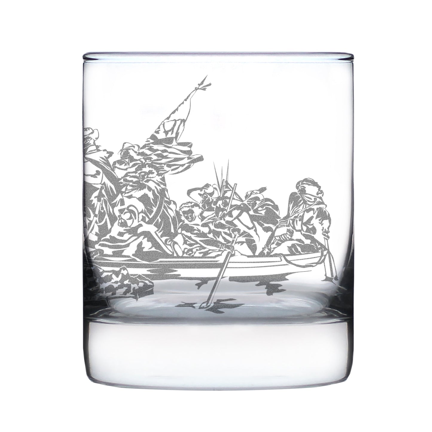 Freedom 250 Washington Crossing the Delaware Engraved Rocks Glass Official Merch for 250th Anniversary of the USA Weighted Whiskey Glasses - 10.25 oz