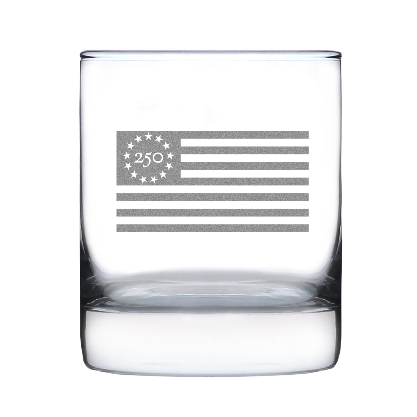 Freedom 250 Flag Logo Engraved Rocks Glass 10.25 oz