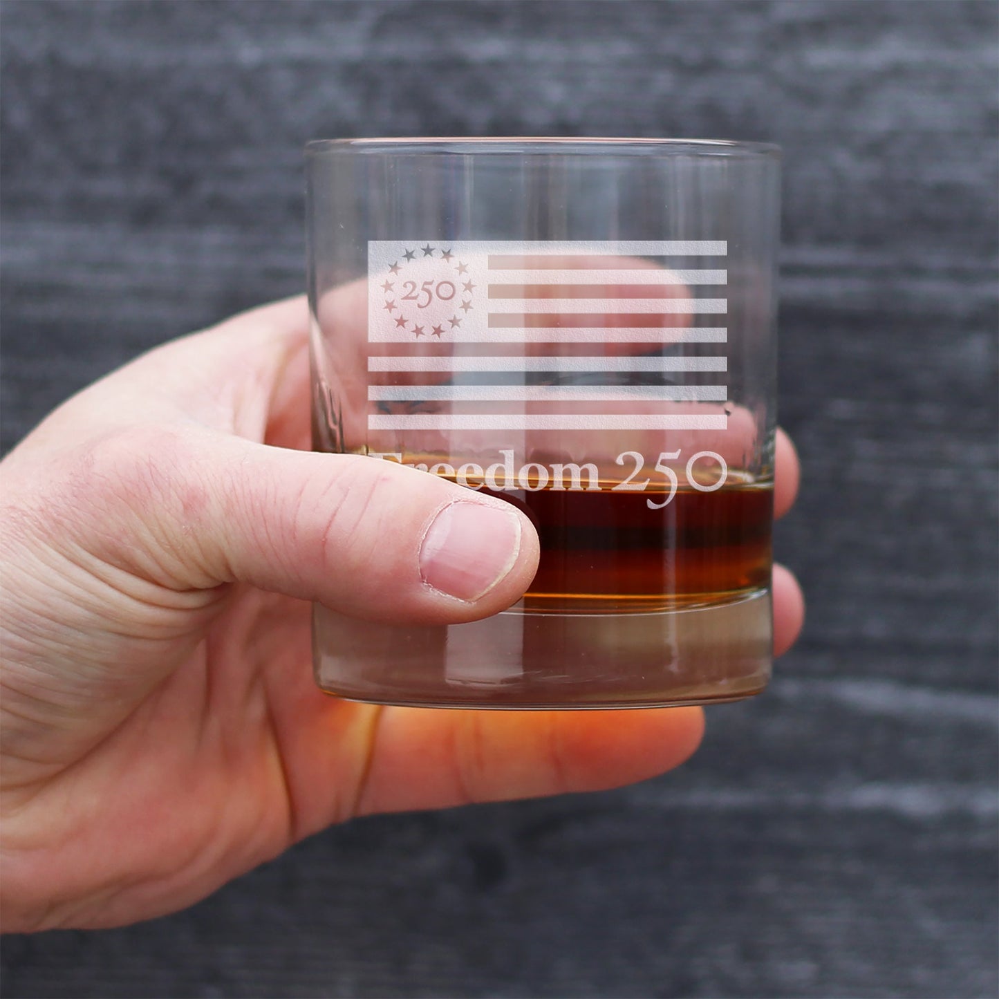 Freedom 250 Logo Engraved Rocks Glass 10.25 oz