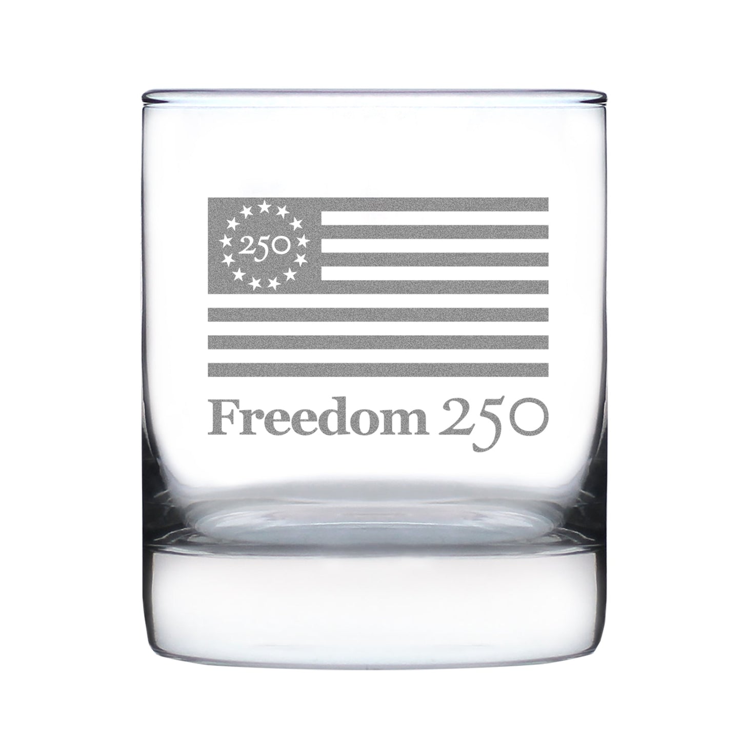 Freedom 250 Logo Engraved Rocks Glass 10.25 oz