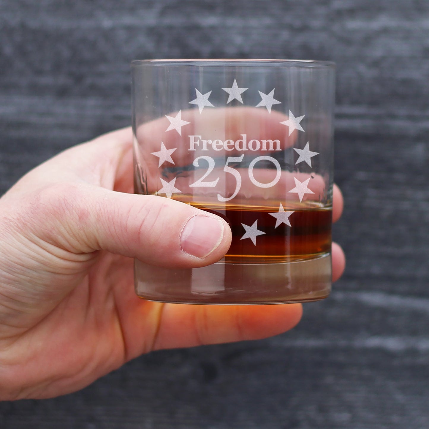 Freedom 250 Betsy Ross Logo Engraved Rocks Glass 10.25 oz