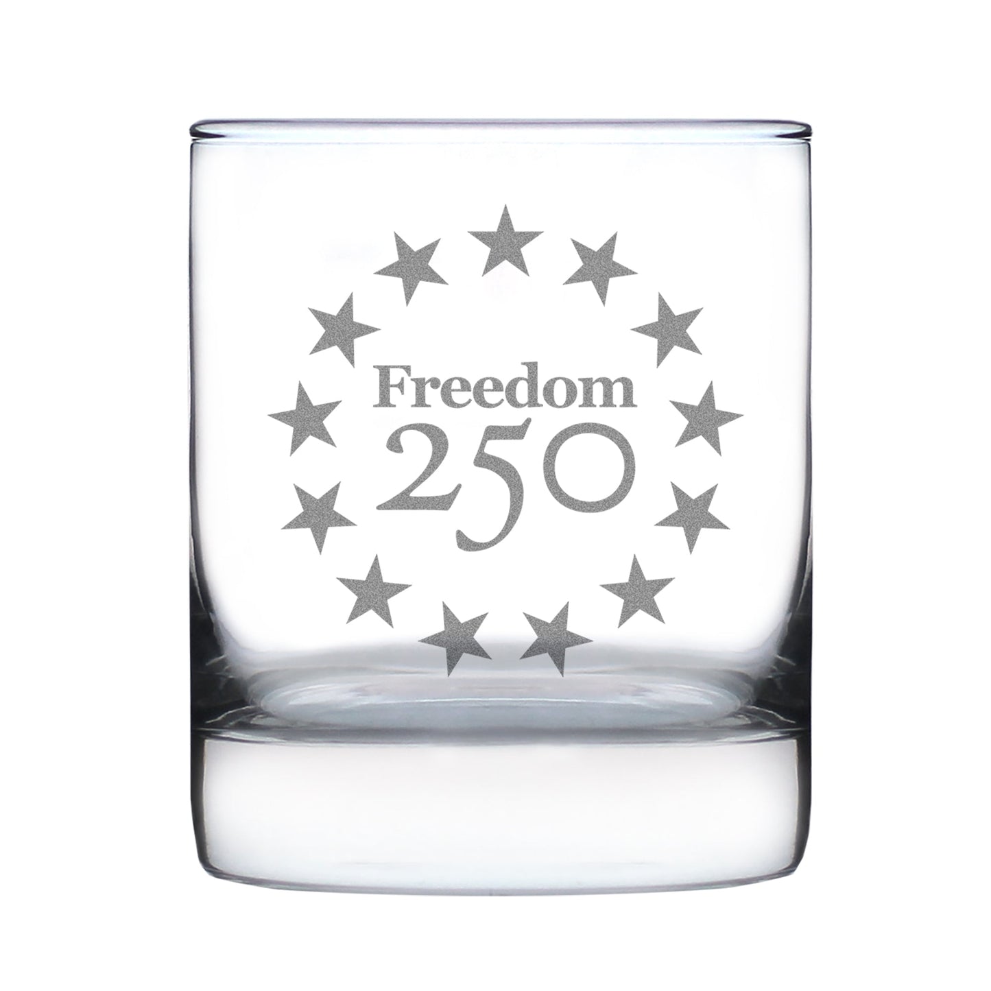 Freedom 250 Betsy Ross Logo Engraved Rocks Glass 10.25 oz