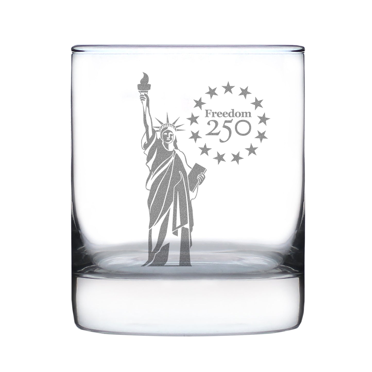 Freedom 250 Statue of Liberty Engraved Rocks Glass 10.25 oz