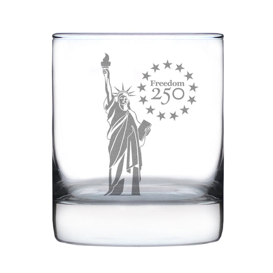 Freedom 250 Statue of Liberty Engraved Rocks Glass 10.25 oz