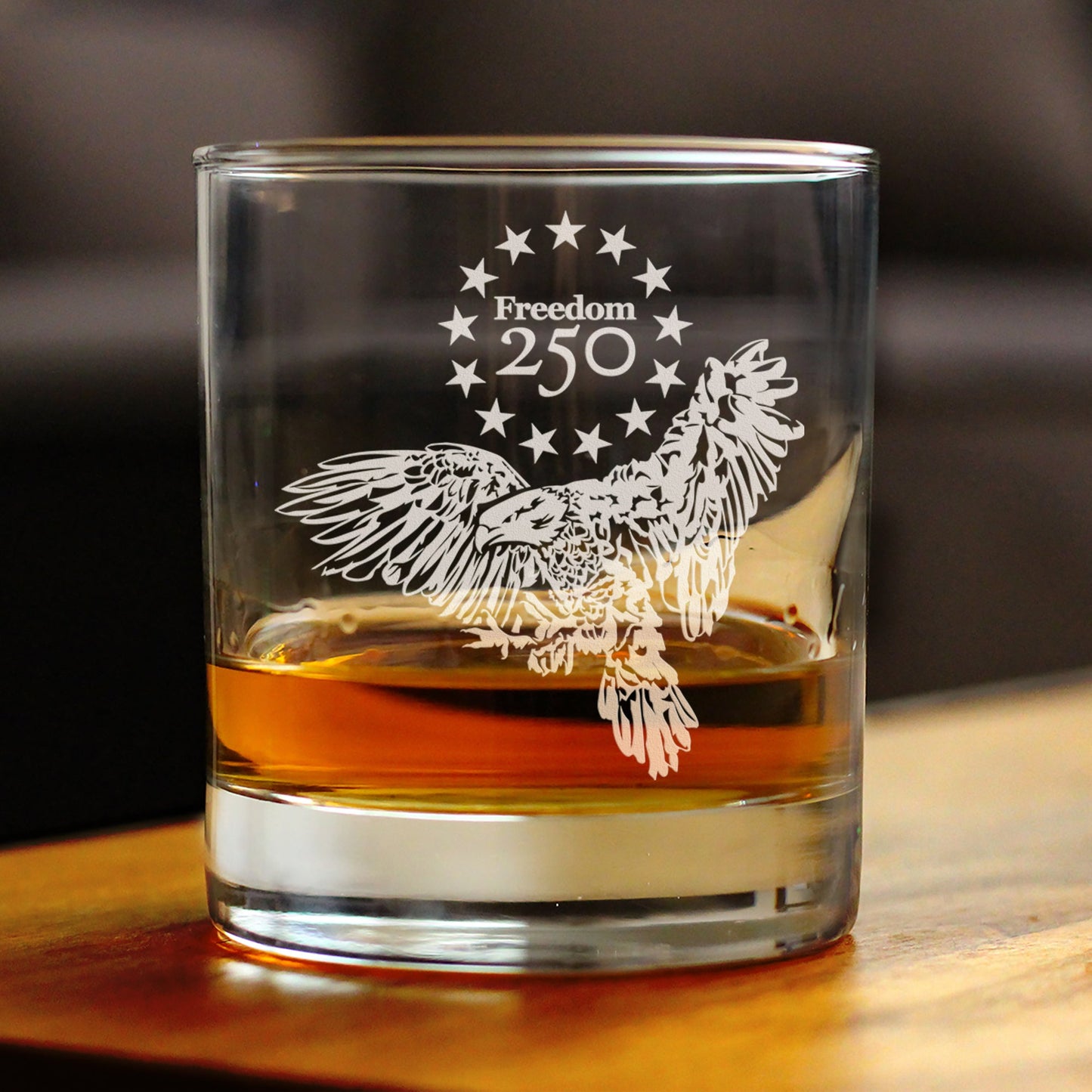 Freedom 250 Bald Eagle Engraved Rocks Glass 10.25 oz