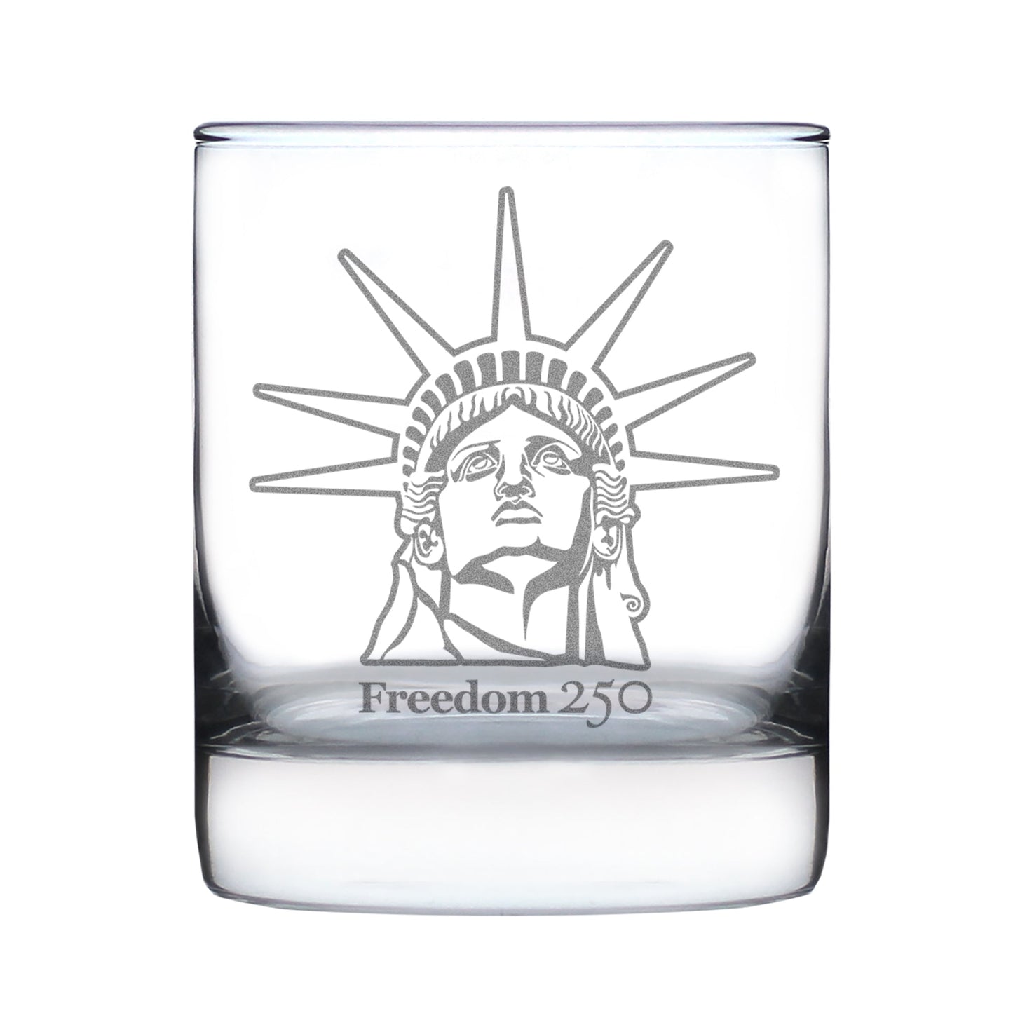 Freedom 250 Statue of Liberty Profile Engraved Rocks Glass Official Merch for 250th Anniversary of the USA Weighted Whiskey Glasses - 10.25 oz