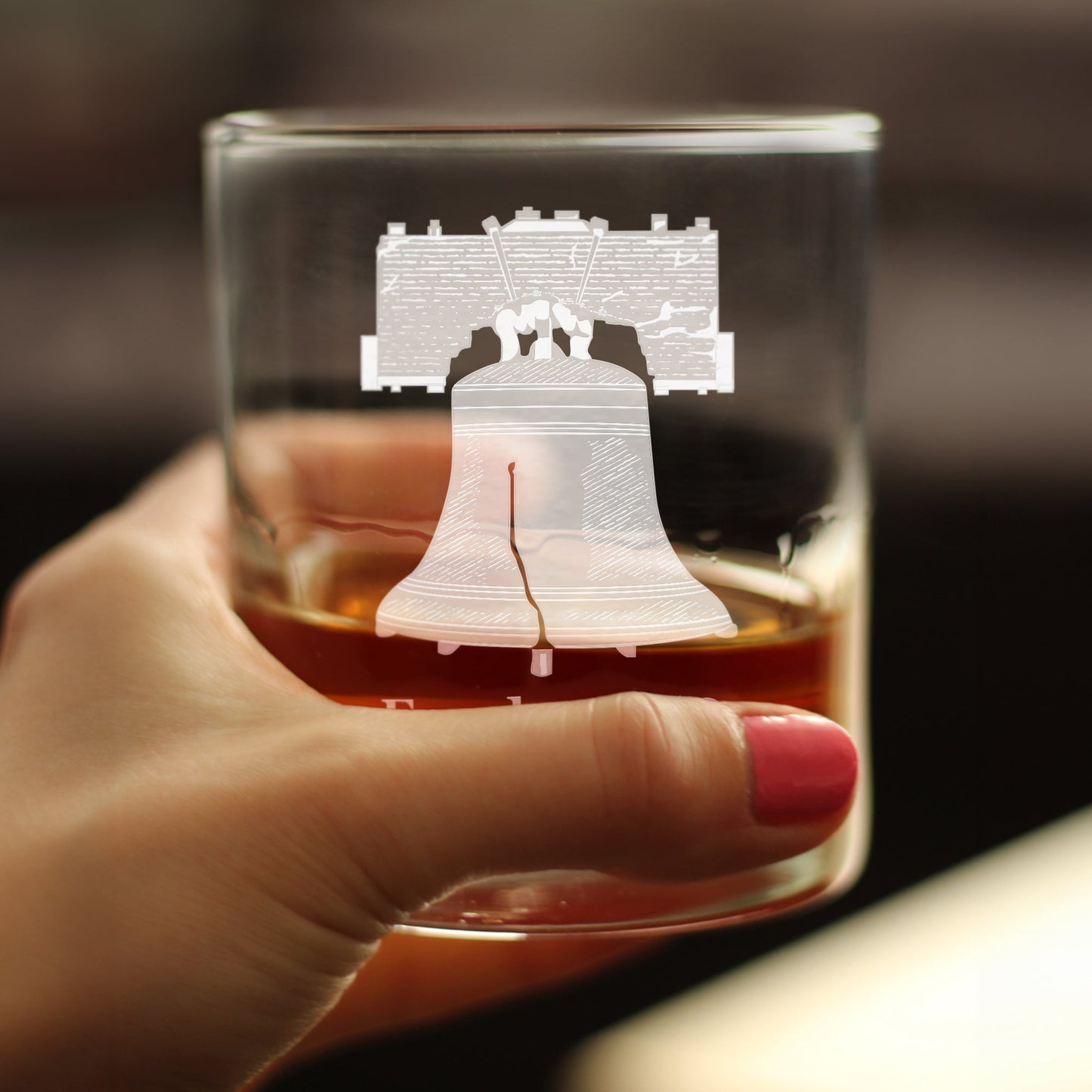 Freedom 250 Liberty Bell Engraved Rocks Glass Official Merch for 250th Anniversary of the USA Weighted Whiskey Glasses - 10.25 oz