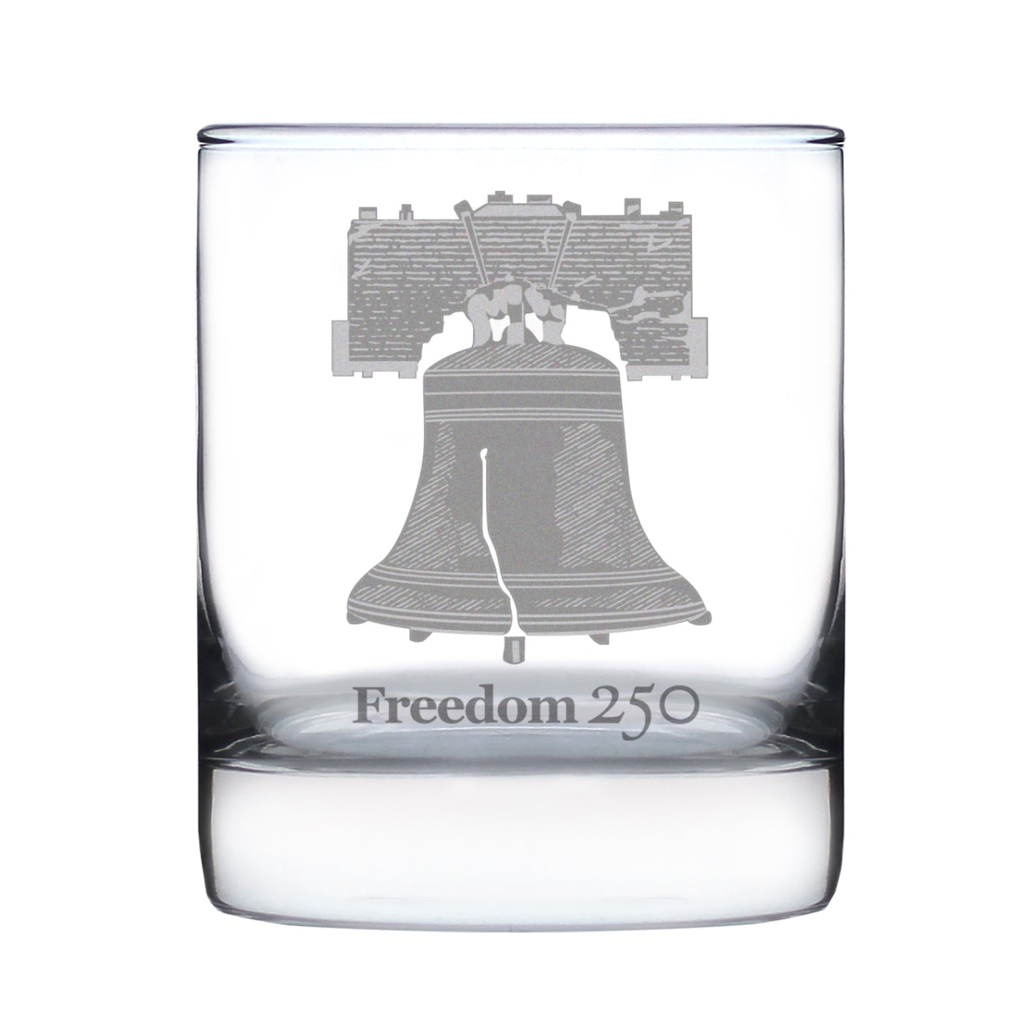 Freedom 250 Liberty Bell Engraved Rocks Glass Official Merch for 250th Anniversary of the USA Weighted Whiskey Glasses - 10.25 oz