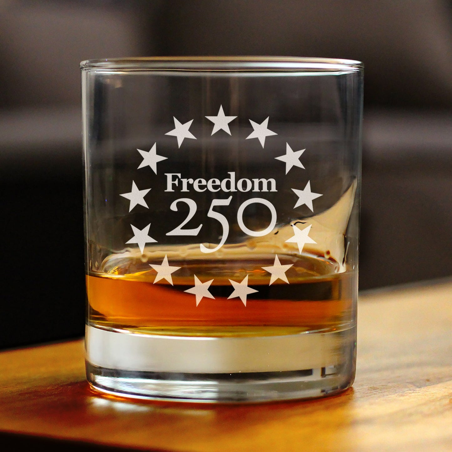 Freedom 250 Betsy Ross Logo Engraved Rocks Glass 10.25 oz
